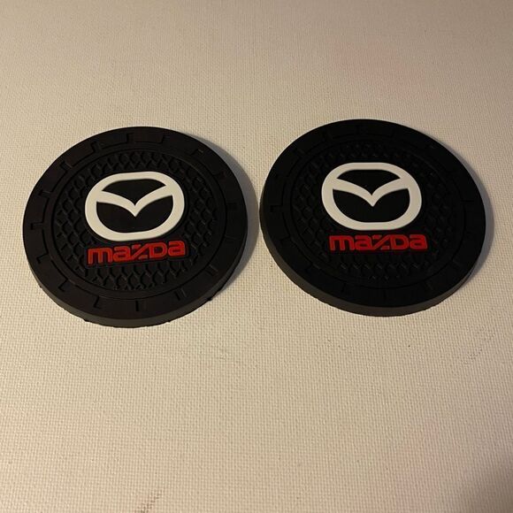 Mazda Car Cup Holder Coasters with Mazda logo set of 2 NWT - Picture 3 of 7
